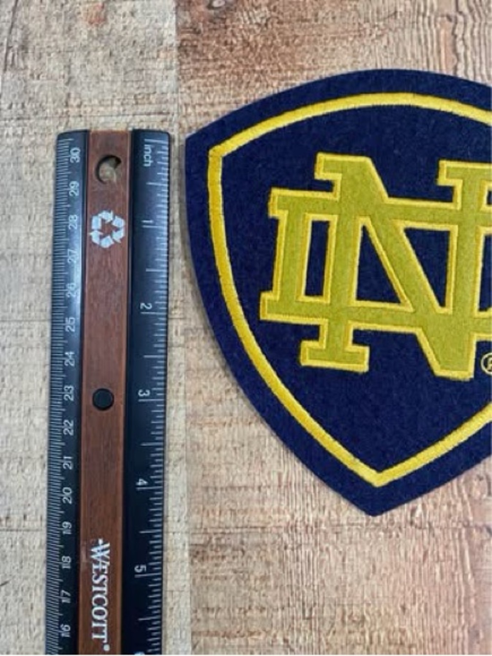 Notre Dame Patch - Navy and Gold Shield Patch with Interlocking ND Logo - Picture 4 of 5